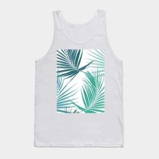 Green tropical palm leaves print. Exotic leaves summer composition. Tank Top